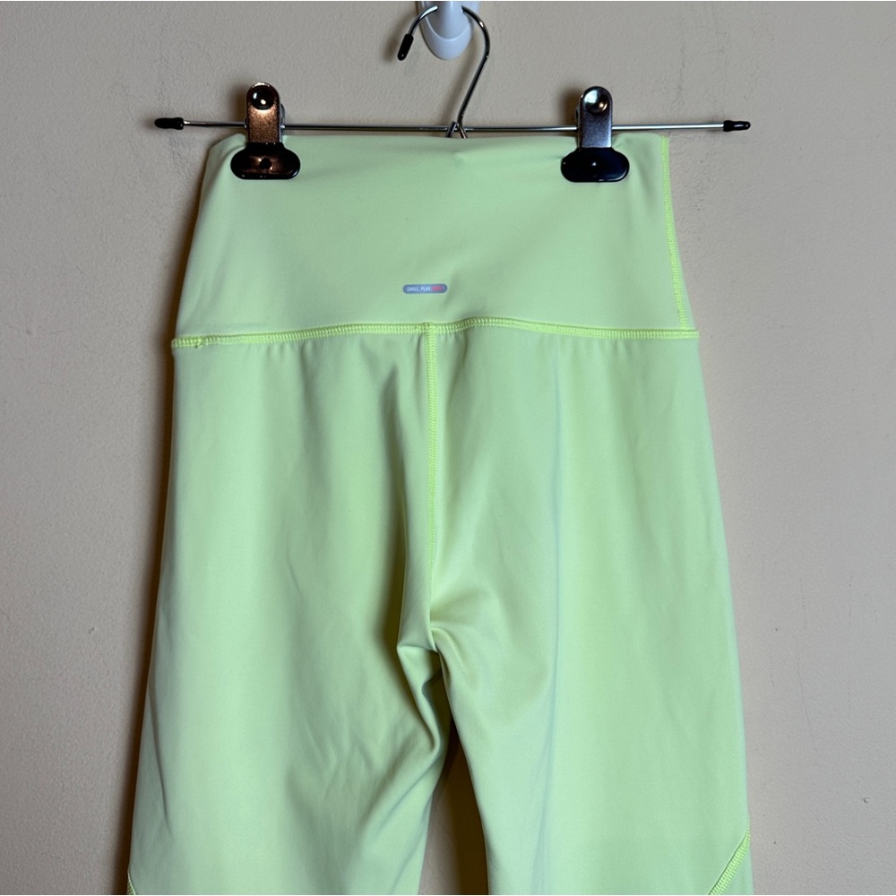 Aerie Neon Yellow Green High Rise Raw Hem Full Length Leggings Womens Size Small - Picture 8 of 16